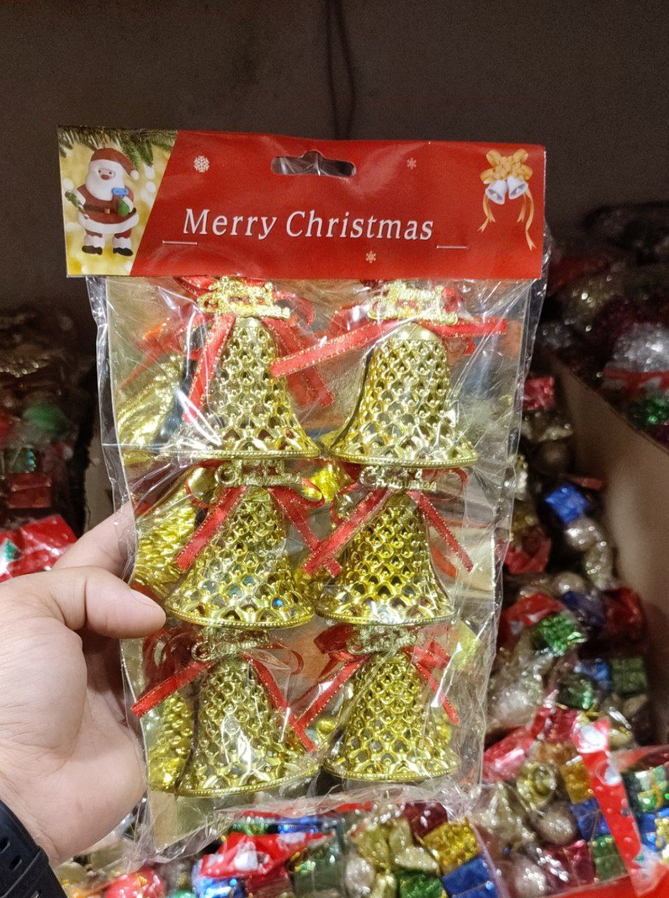 پک آویز  ۶ عددی زنگوله طلائی درخت